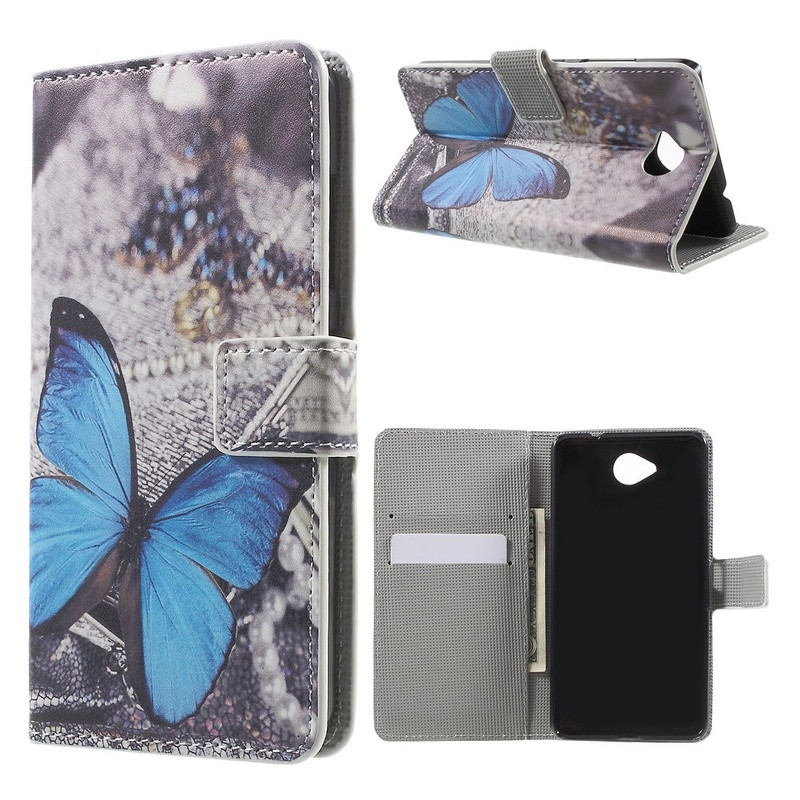 Microsoft Lumia 650 Lompakkokotelo - Sininen Butterfly