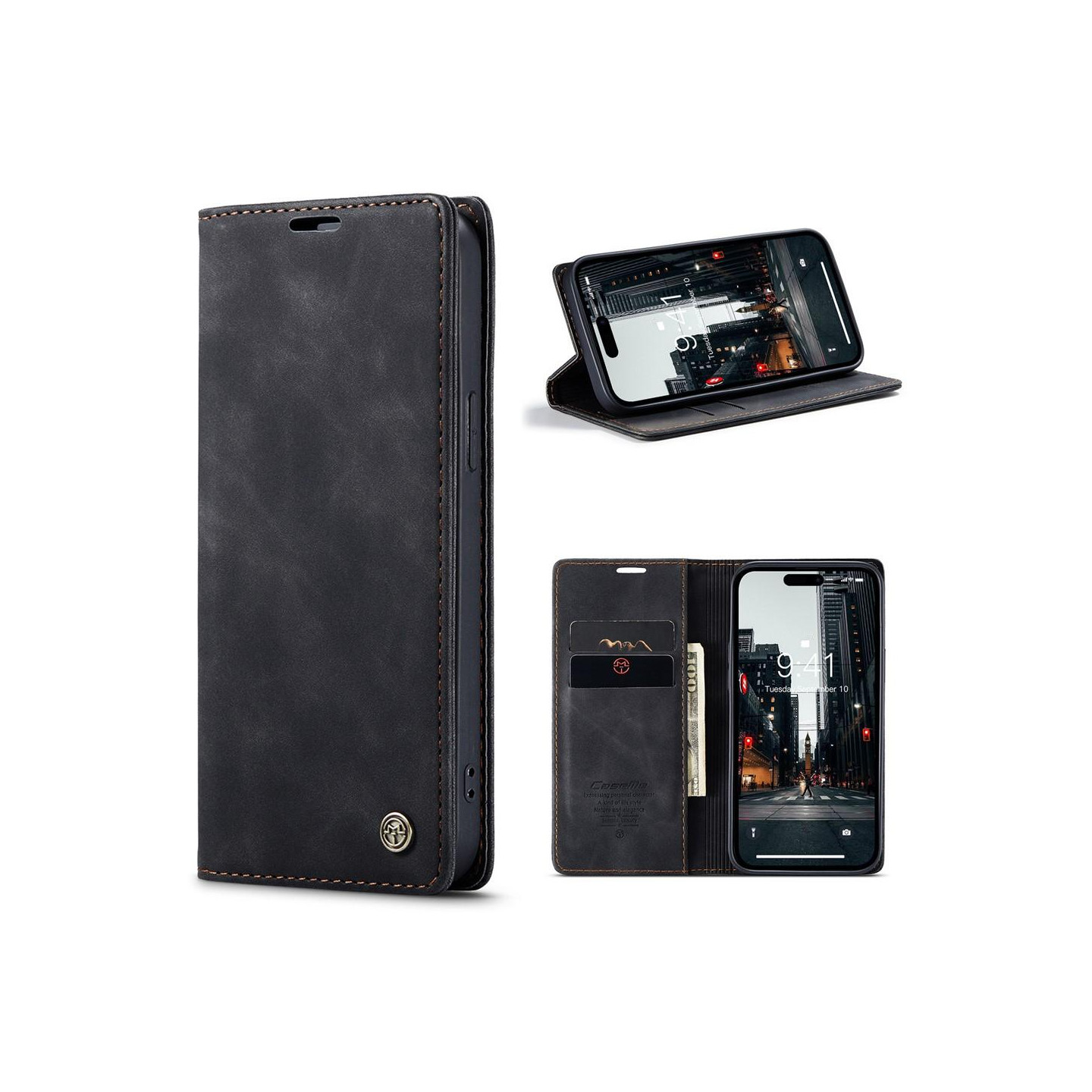 CASEME Lommebok - deksel iPhone 15 Pro - Svart