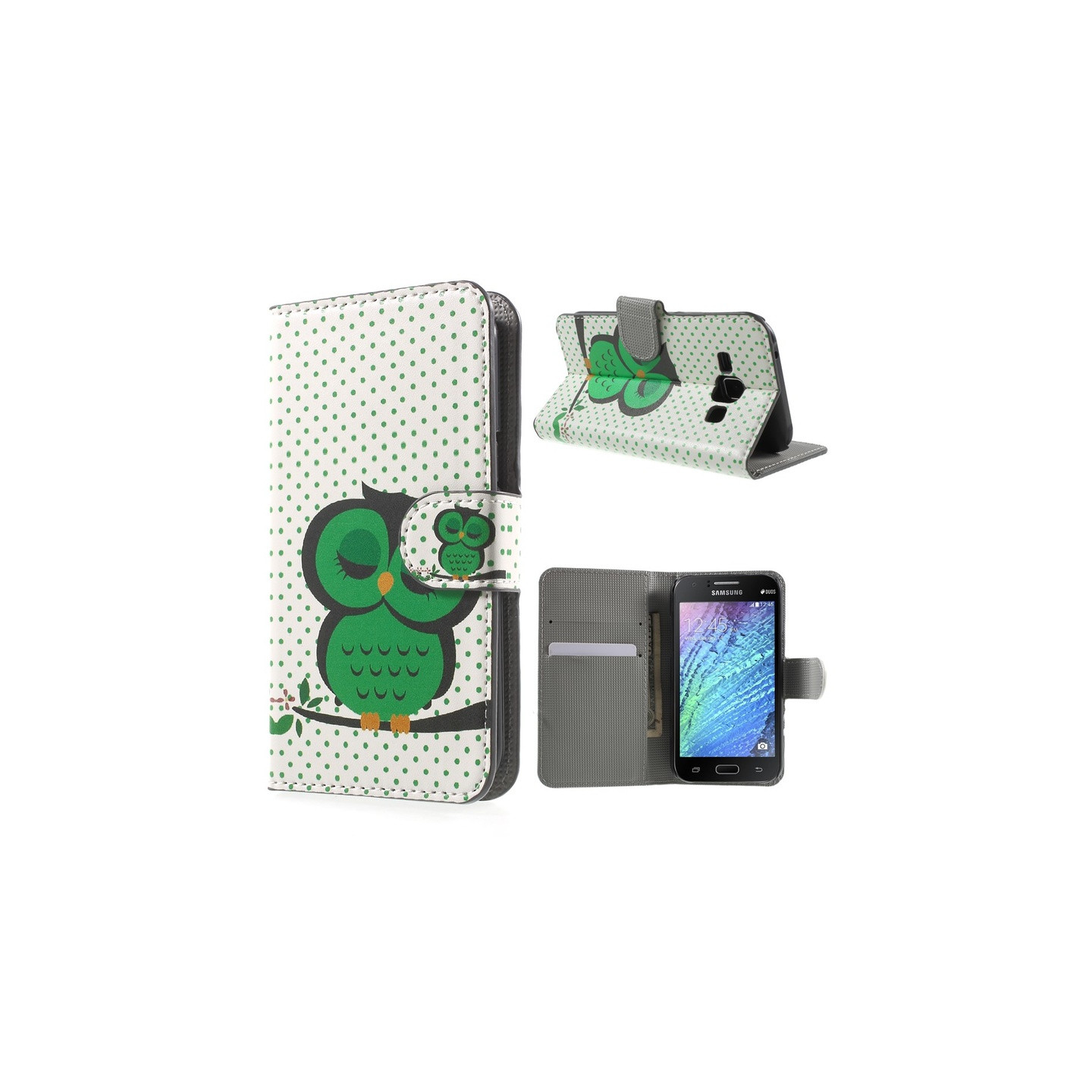 Samsung Galaxy J1 Lompakkokotelo Sleeping Owl
