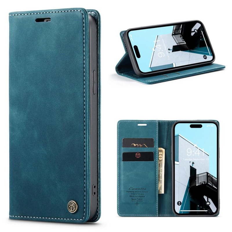 CASEME Retro Wallet Case for iPhone 15 Pro - Blue