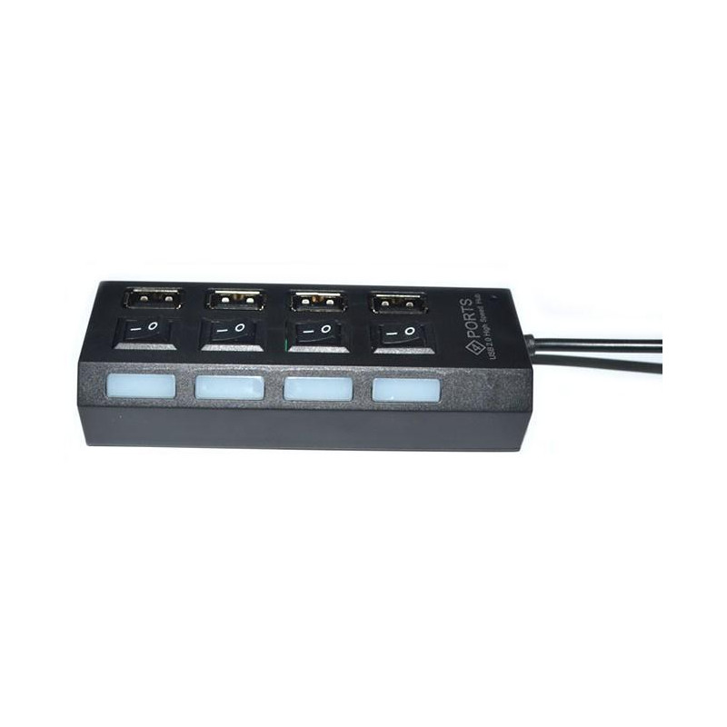 4 Ports USB Hubb 2.0 High Speed Hub On/Off Switch with LED Lampa