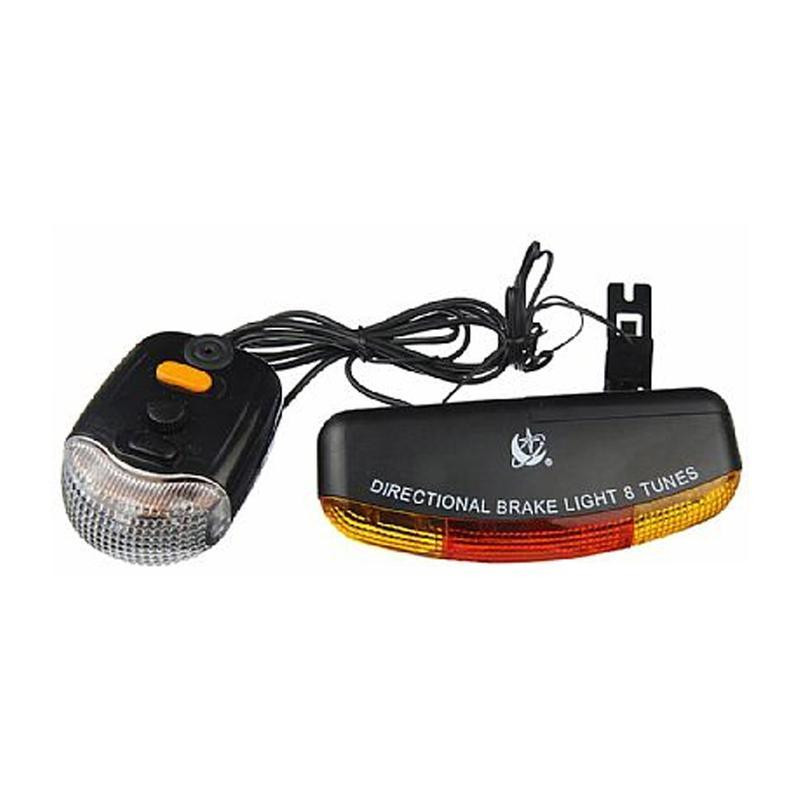 Sykkellampe med blinklys, horn og bremselys