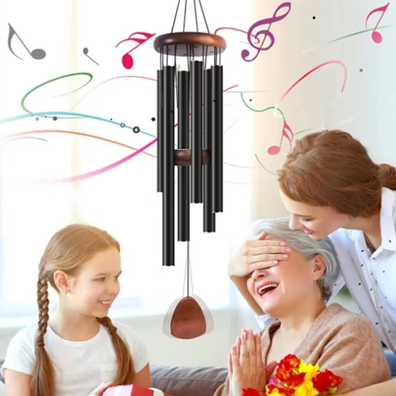 37 Inch 6 Tube Wind Chimes Metal Hanging Ornaments for Garden Home Decor