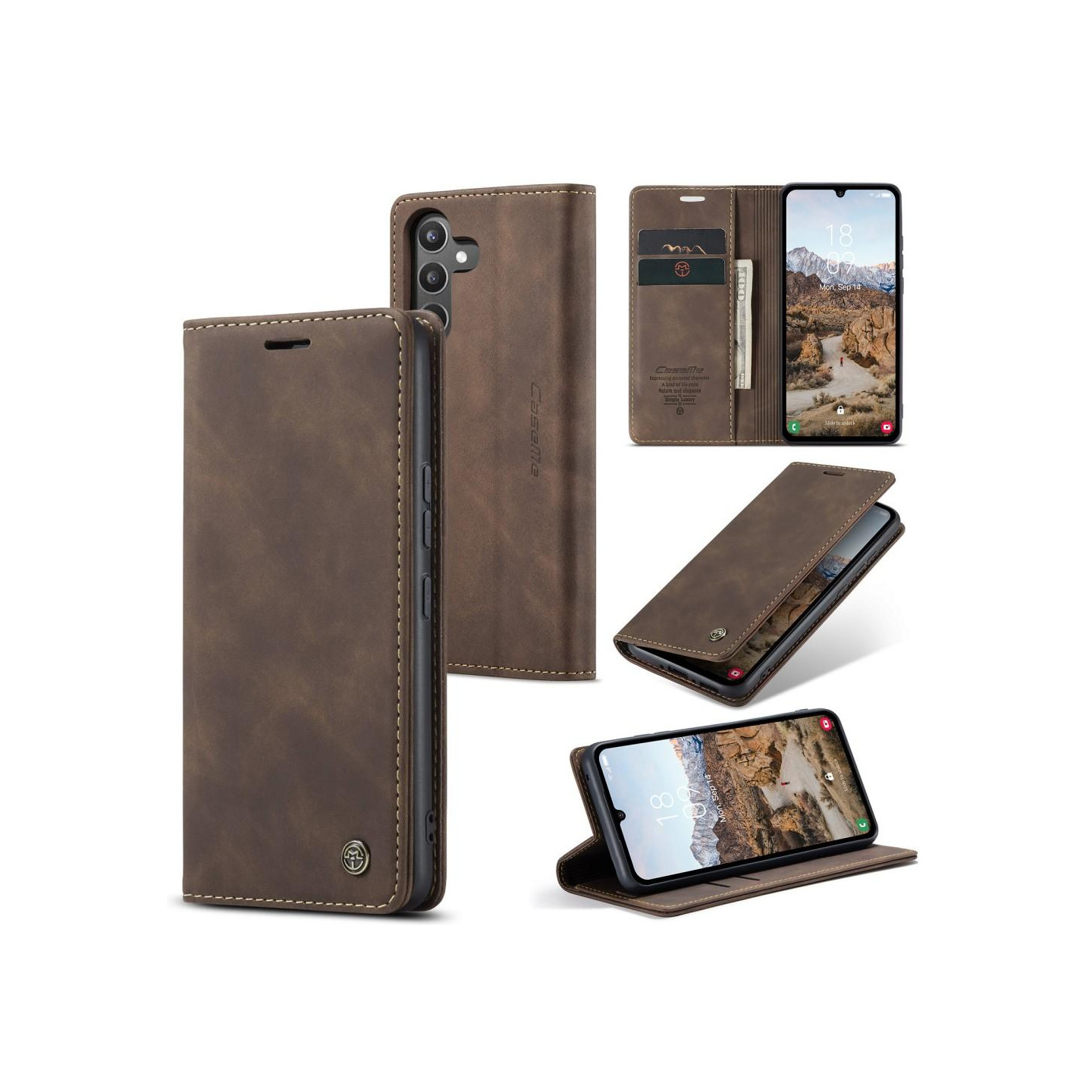 CASEME Retro tegnebog taske til Samsung Galaxy A34 - Kaffe