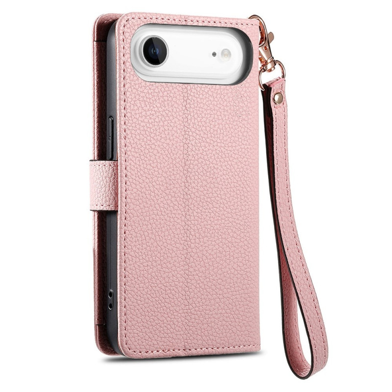 For iPhone Air Case RFID Blocking Zipper Pocket Wallet Phone Cover with Strap