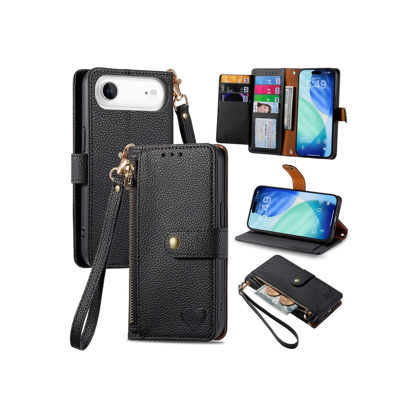 For iPhone Air Cover RFID-blokering Lynlåslomme Tegnebogsetui med Rem