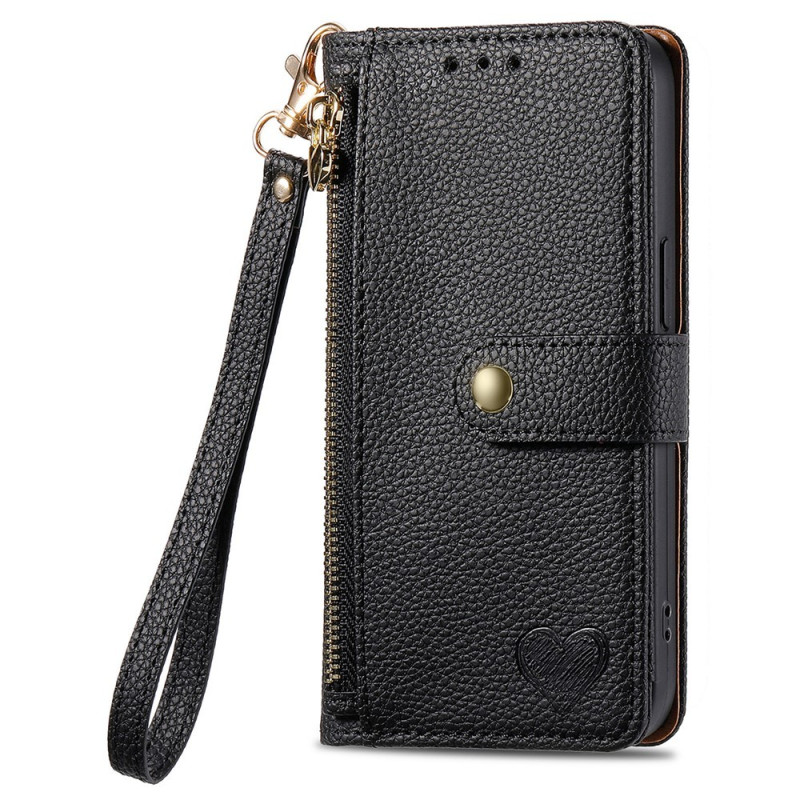 For iPhone Air Case RFID Blocking Zipper Pocket Wallet Phone Cover with Strap