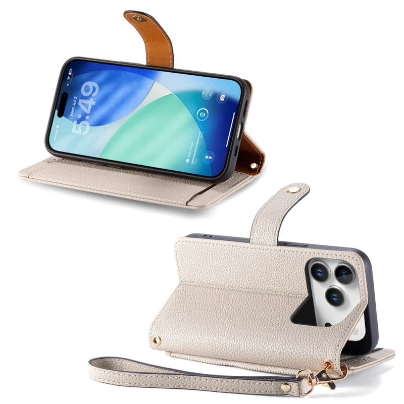 For iPhone 17 Pro Max Cover RFID-blokering Lynlåslomme Tegnebogsetui med Rem