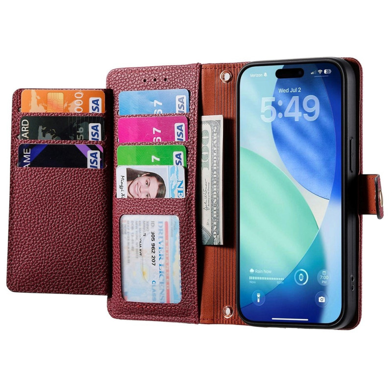 For iPhone 17 Pro Max Cover RFID-blokering Lynlåslomme Tegnebogsetui med Rem