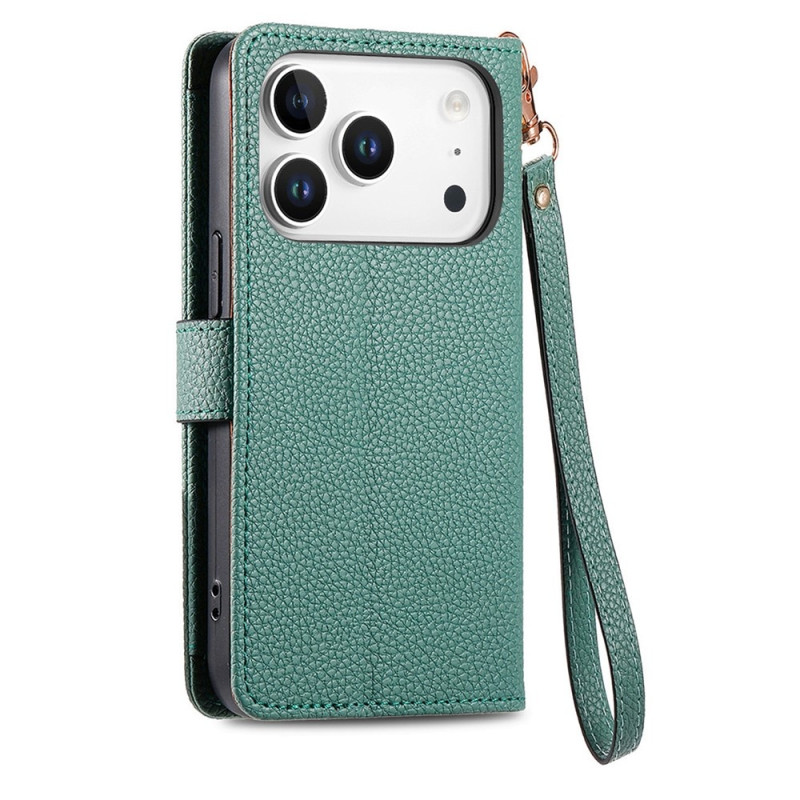 For iPhone 17 Pro Cover RFID-blokering Lynlåslomme Tegnebogsetui med Rem