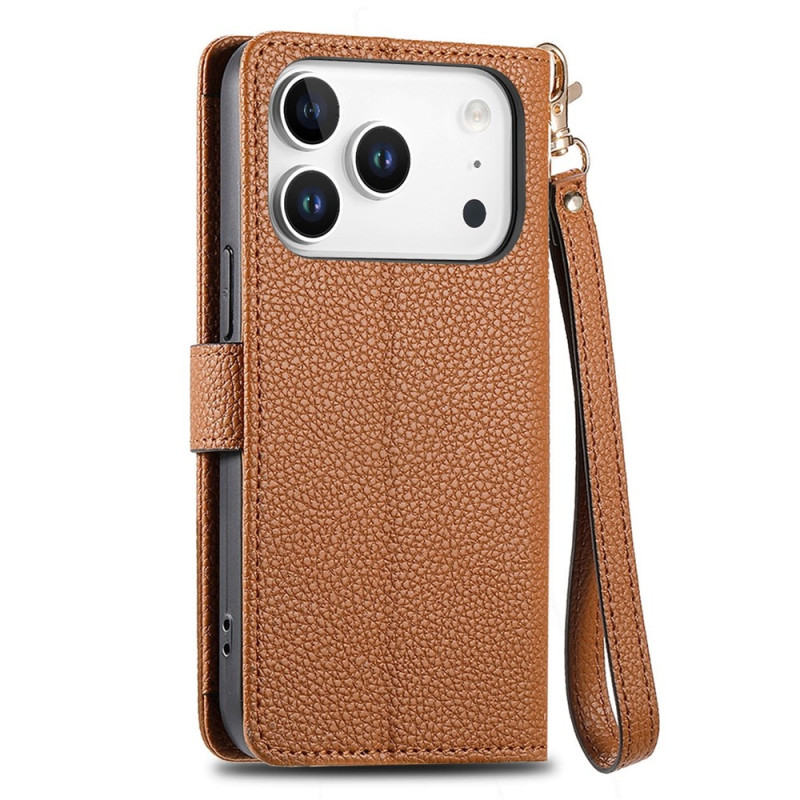 For iPhone 17 Pro Cover RFID-blokering Lynlåslomme Tegnebogsetui med Rem