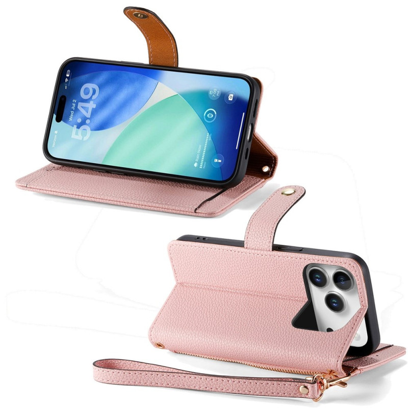 iPhone 17 Pro Kuori RFID-suojaus Vetoketjutasku Lompakkokotelo Rannekkeella