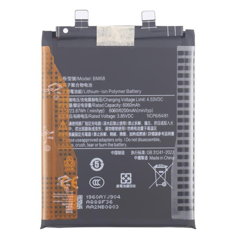 Batteri for Xiaomi Redmi Note 14 Pro+ 5G 3.85V 6060mAh BM68