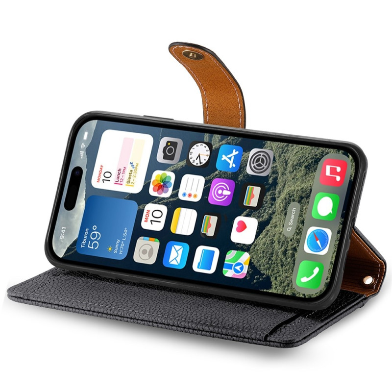 For iPhone 17 Cover RFID-blokering Lynlåslomme Tegnebogsetui med Rem - Sort