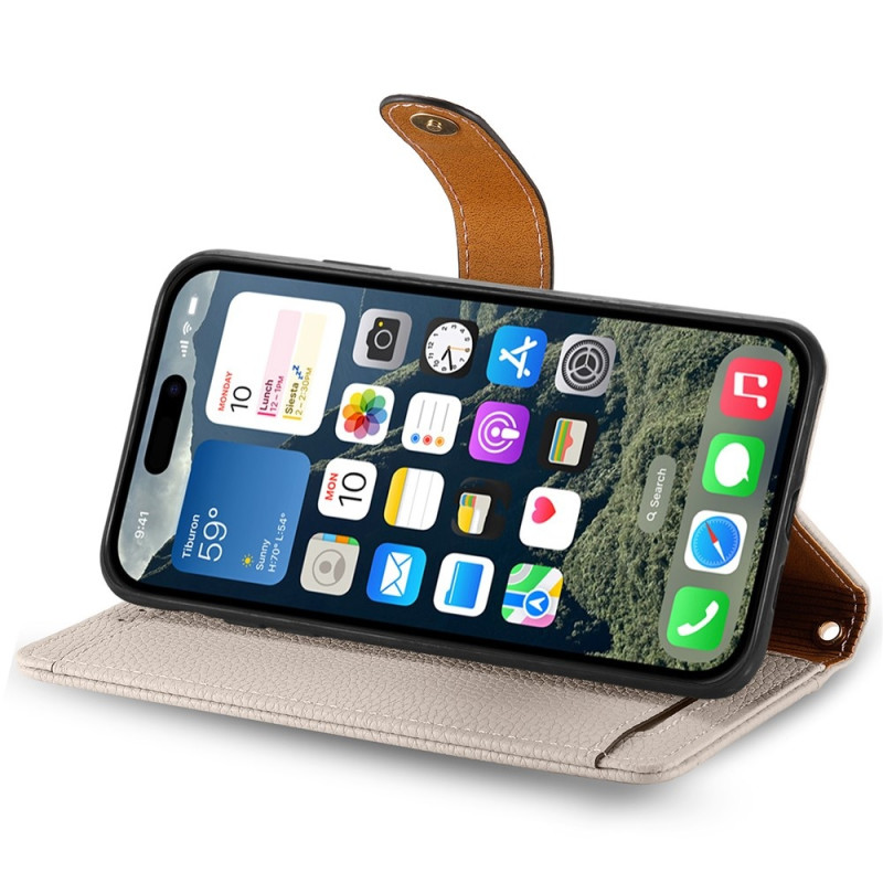 For iPhone 17 Case RFID Blocking Zipper Pocket Wallet Phone Cover with Strap