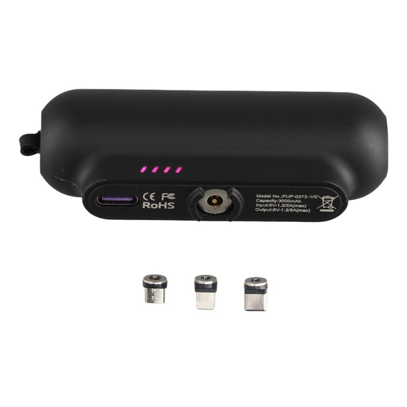 Bærbar Powerbank-oplader med iPad + Micro + USB-C magnetiske kontakter