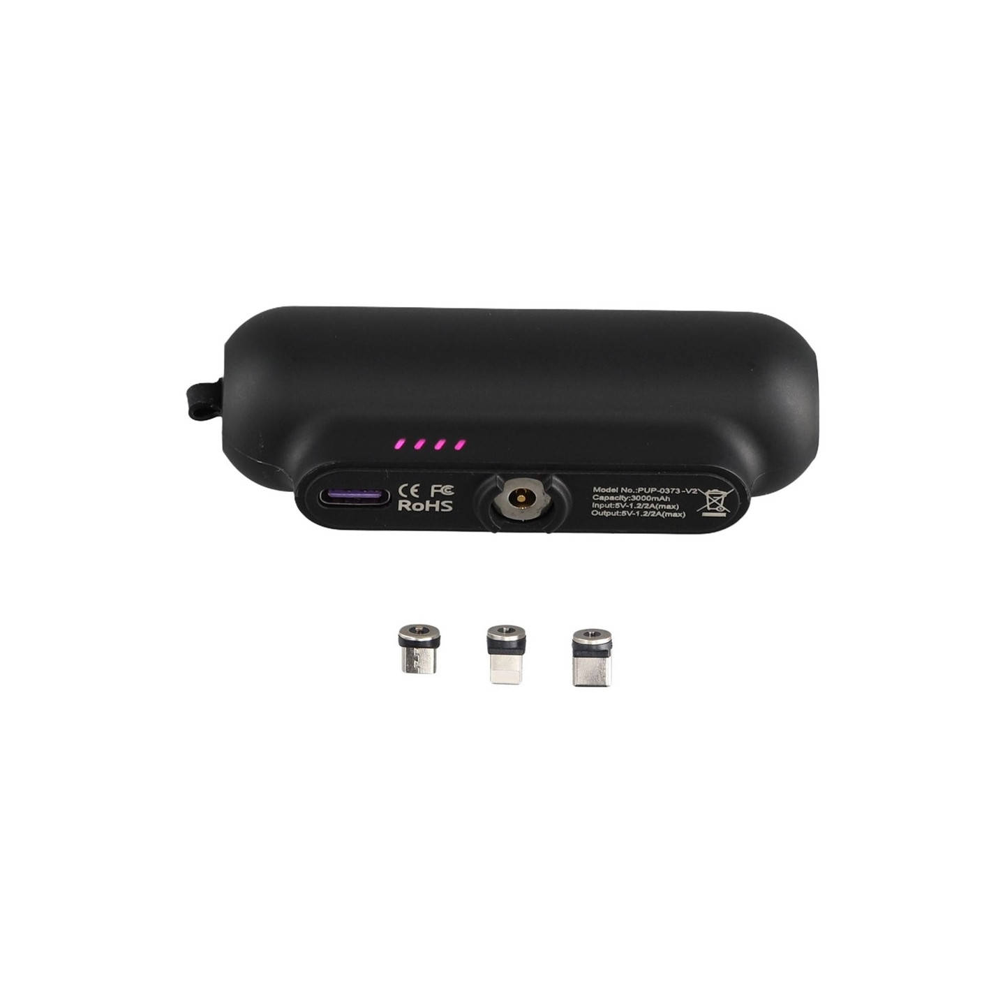 Kannettava varavirtalähde, jossa on iP + Micro + USB-C -magneettiset koskettimet