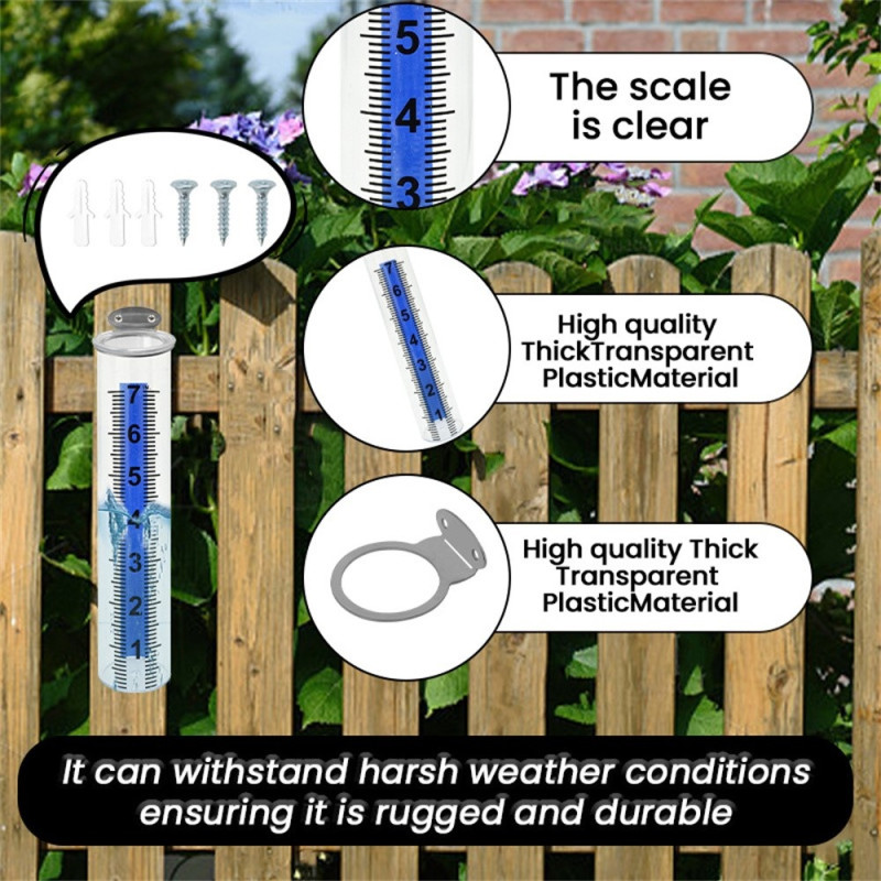 7-inch Rain Gauge Plastic Rain Measuring Tool Garden Balcony Weather Monitoring