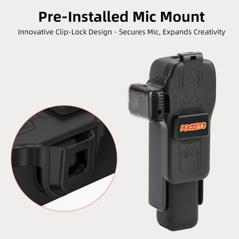 Beskyttelsesetui til DJI Osmo Pocket 3 med flip-op kameradæksel og rem