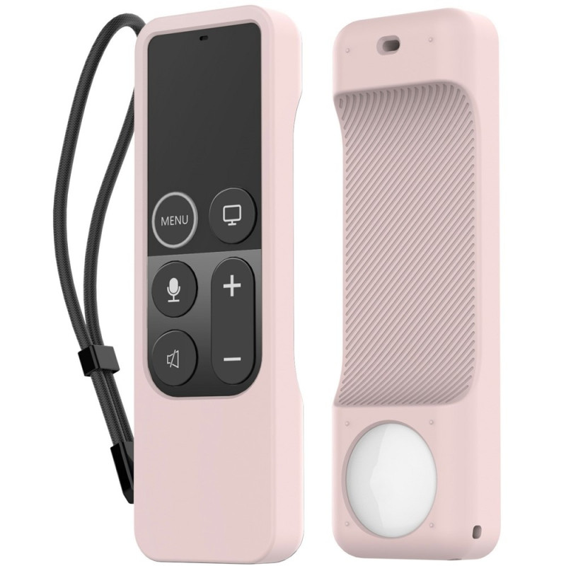 Apple TV HD Remote (4. sukupolvi) AirTag -kotelo, 2-in-1 -suojakotelo - Vaaleanpunainen