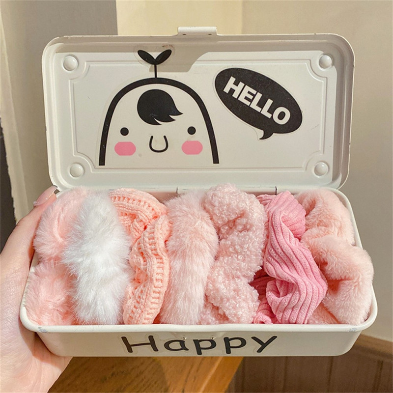 7 stk. plys hårbånd hårbånd stof elastiske hårbånd hårtilbehør - Lyserød