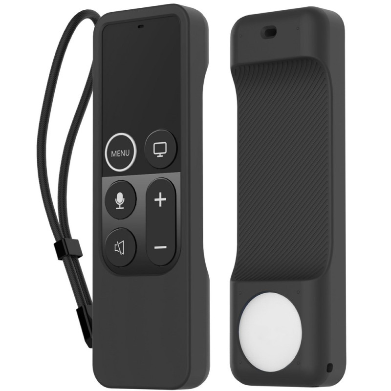 Deksel til Apple TV HD Remote (4. generasjon) AirTag, 2-i-1 beskyttelsesetui – svart