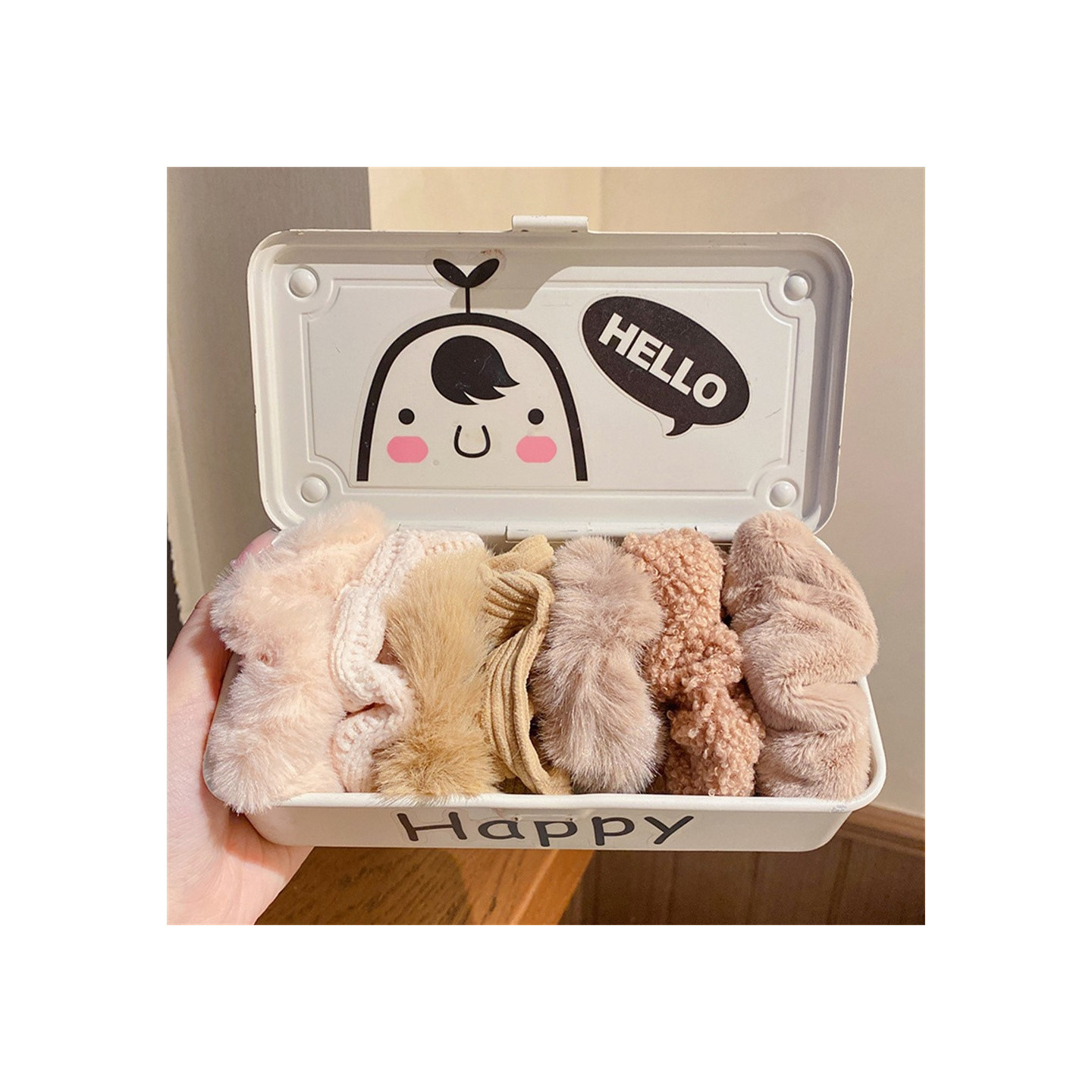 7 kpl pehmoisia hiusnauhoja, hiuspantoja, kangasta, elastisia hiusnauhoja, hiusasusteita - Coffee