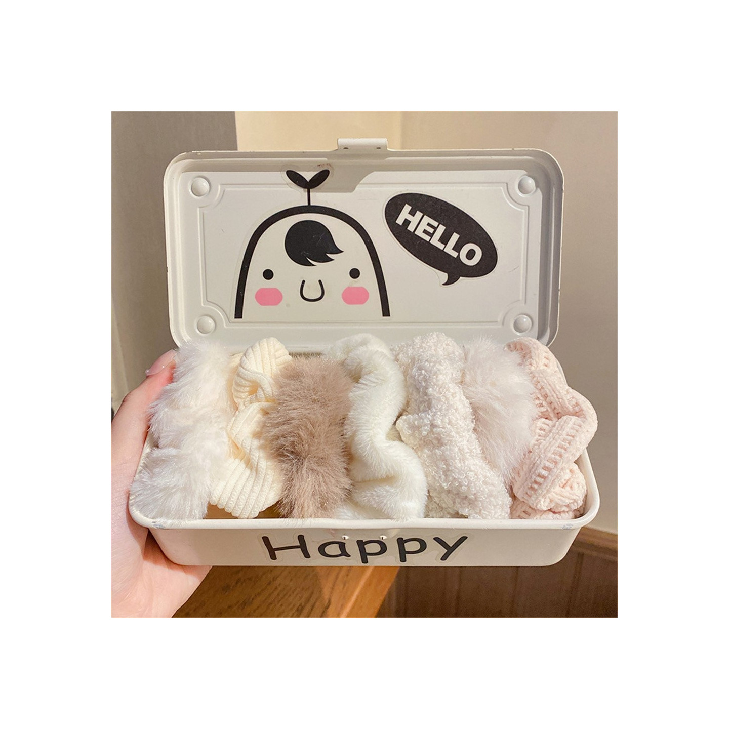 7 stk. plysj hårstrikker hårbånd stoff elastiske hårbånd hårtilbehør - Beige