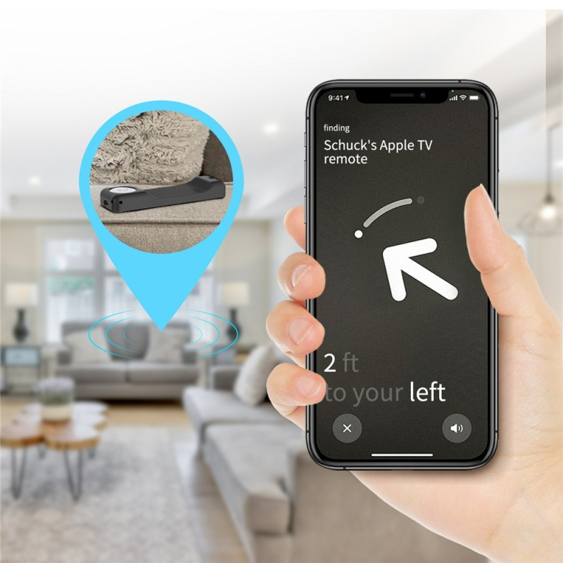 Deksel til Apple TV HD Remote (4. generasjon) AirTag, 2-i-1 beskyttelsesetui – svart