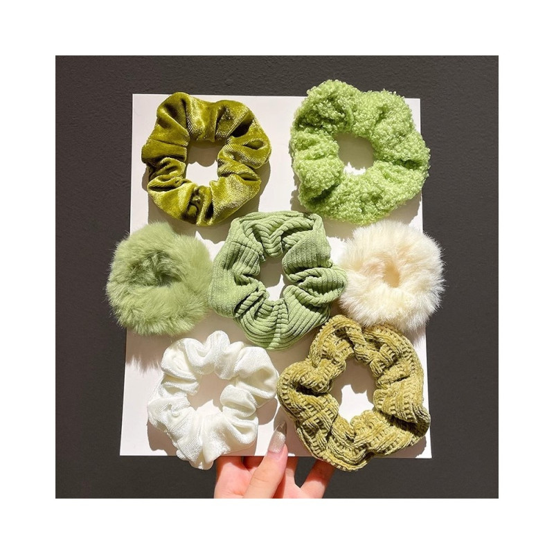 7 stk. plysj hårstrikker hårbånd stoff elastiske hårbånd hårtilbehør