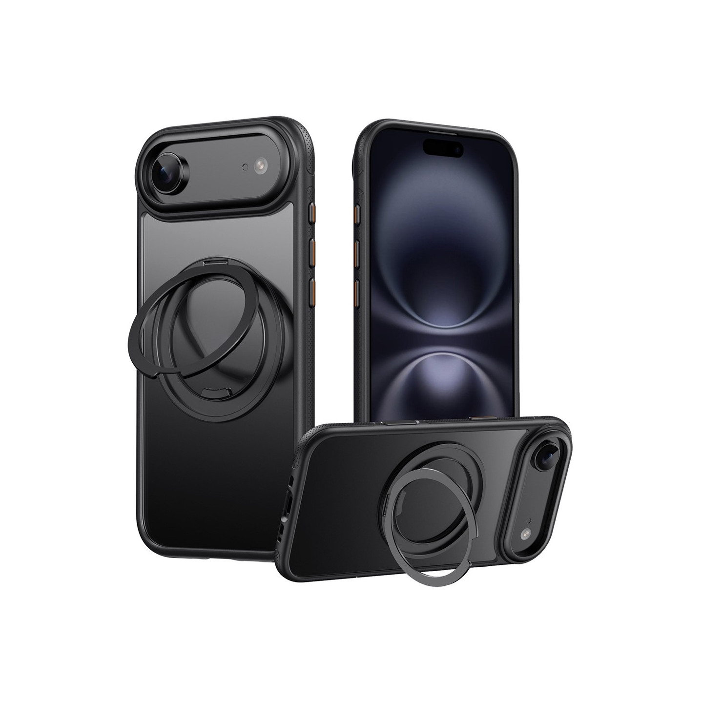 Mobildeksel til iPhone Air kompatibelt med MagSafe med støtte TPU PC bakdeksel - Svart