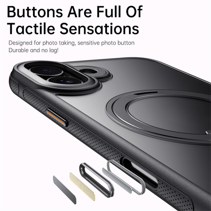 iPhone 17 kuori MagSafe yhteensopiva tuella TPU PC takakuori - Musta