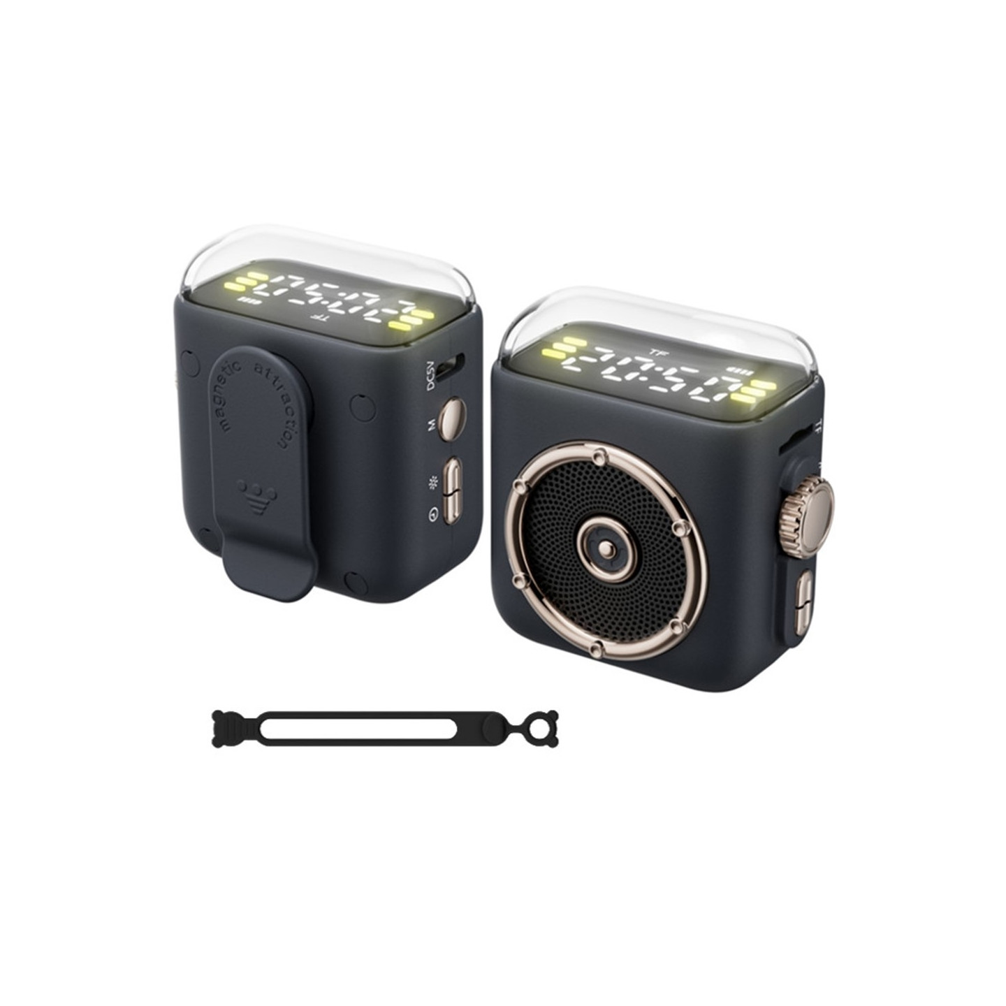 Magnetic Speaker Night Light Clock Bluetooth 5.3 Audio Device with Back Clip