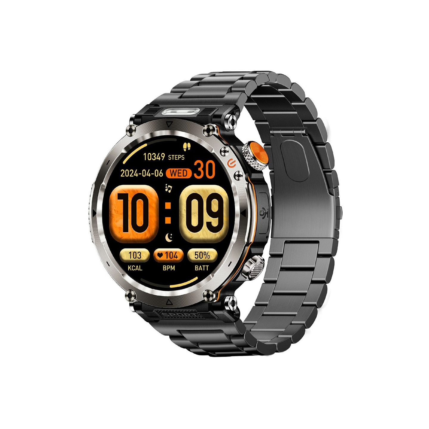 Stålrem 1,7" Smartwatch Sundhedsovervågning Smartwatch Kompas Sportsur