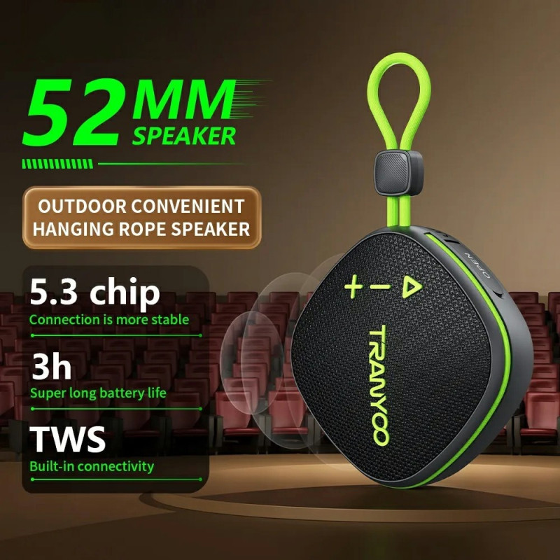 TRANYOO Højttaler med Bluetooth-funktion Trådløs TWS FM-radio TF-korthøjttaler