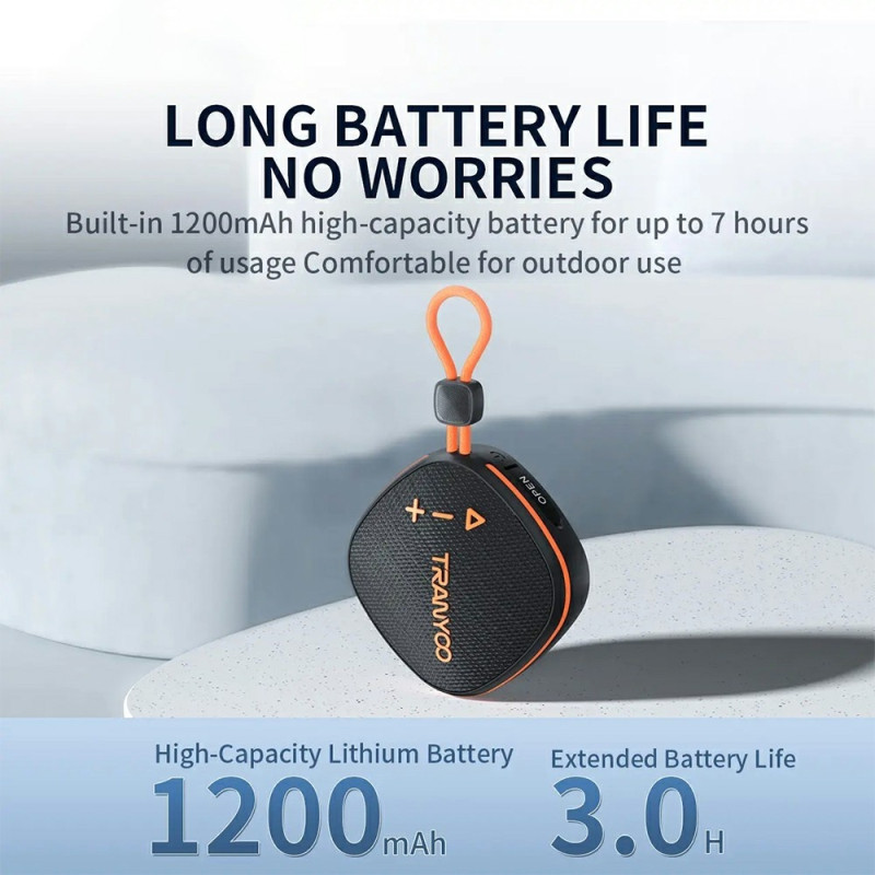 TRANYOO Højttaler med Bluetooth-funktion Trådløs TWS FM-radio TF-korthøjttaler