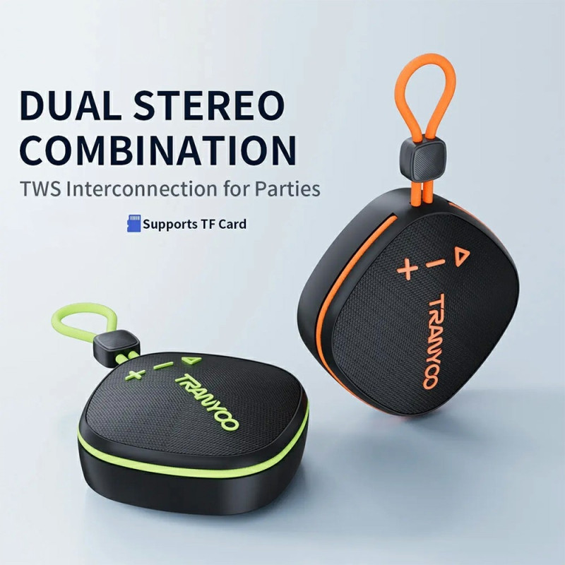TRANYOO høyttaler med Bluetooth-funksjon trådløs TWS FM-radio TF-kort høyttaler