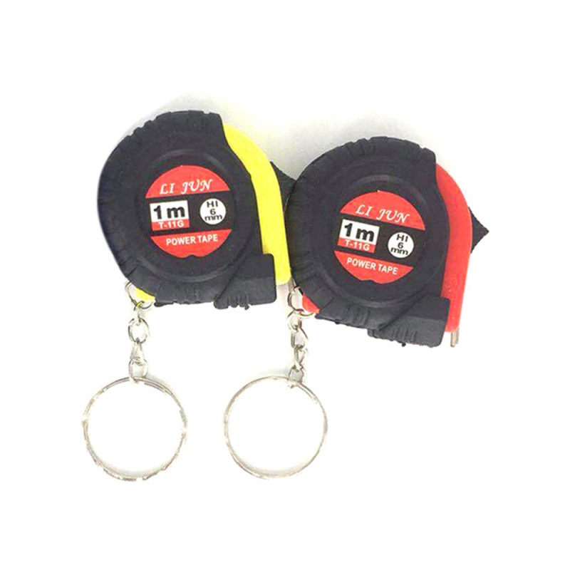 1 m målebånd med nøkkelring, uttrekkbart måleverktøy, lommelinjal for trearbeid