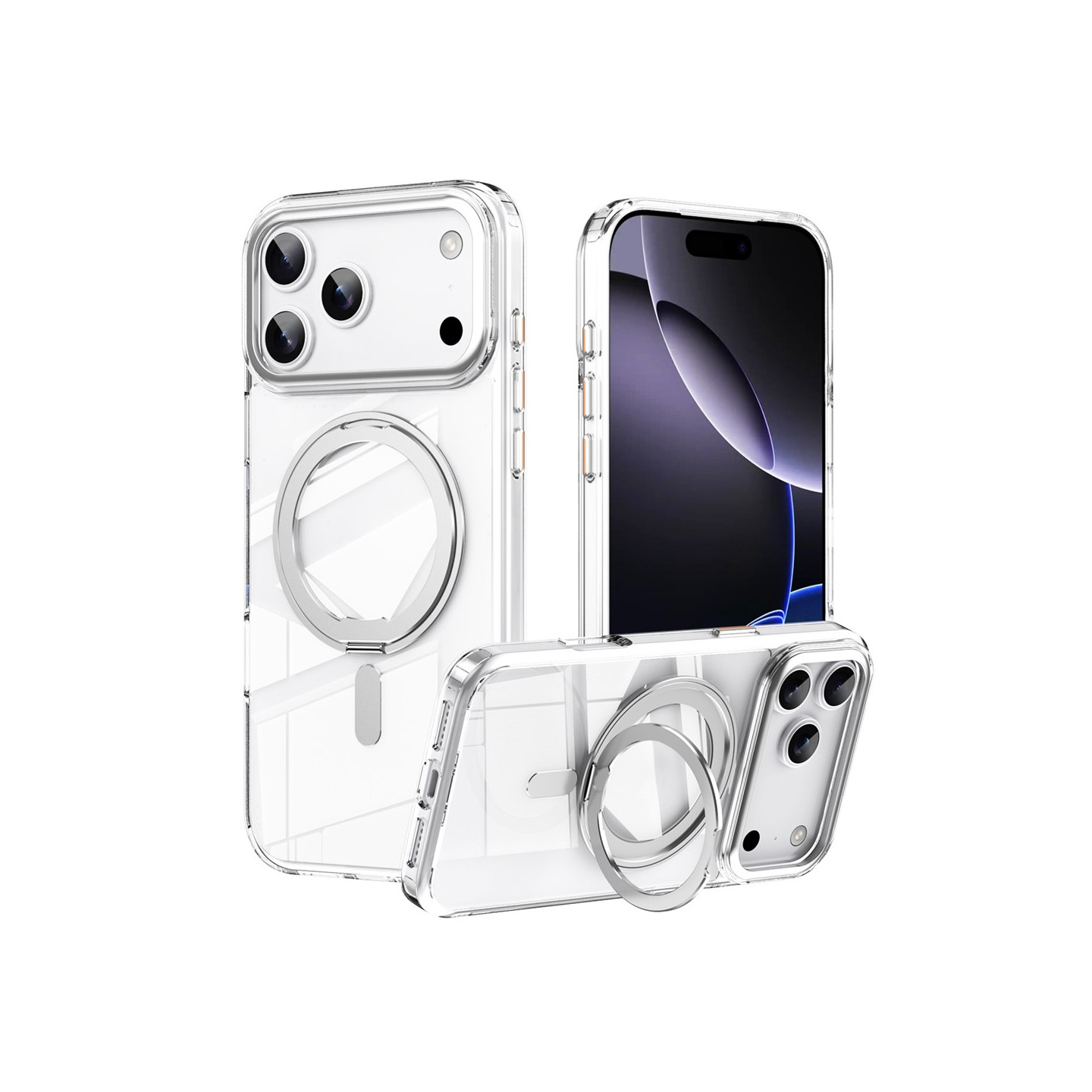Cover til iPhone 17 Pro, kompatibelt med MagSafe TPU akryl metal kickstand mat telefonskal
