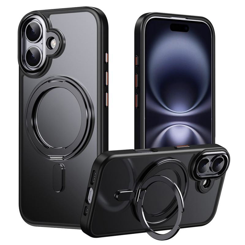 Kuori iPhone 17 puhelimelle yhteensopiva MagSafe TPU akryyli metalli tukijalusta matta puhelinkuori musta