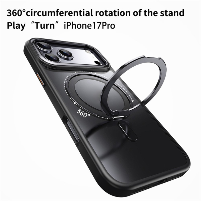 Deksel til iPhone 17 Pro, kompatibelt med MagSafe TPU akryl metall støtte matt mobildeksel svart