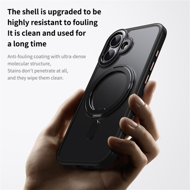 Case for iPhone 17 compatible with MagSafe TPU acrylic metal kickstand matte phone case black