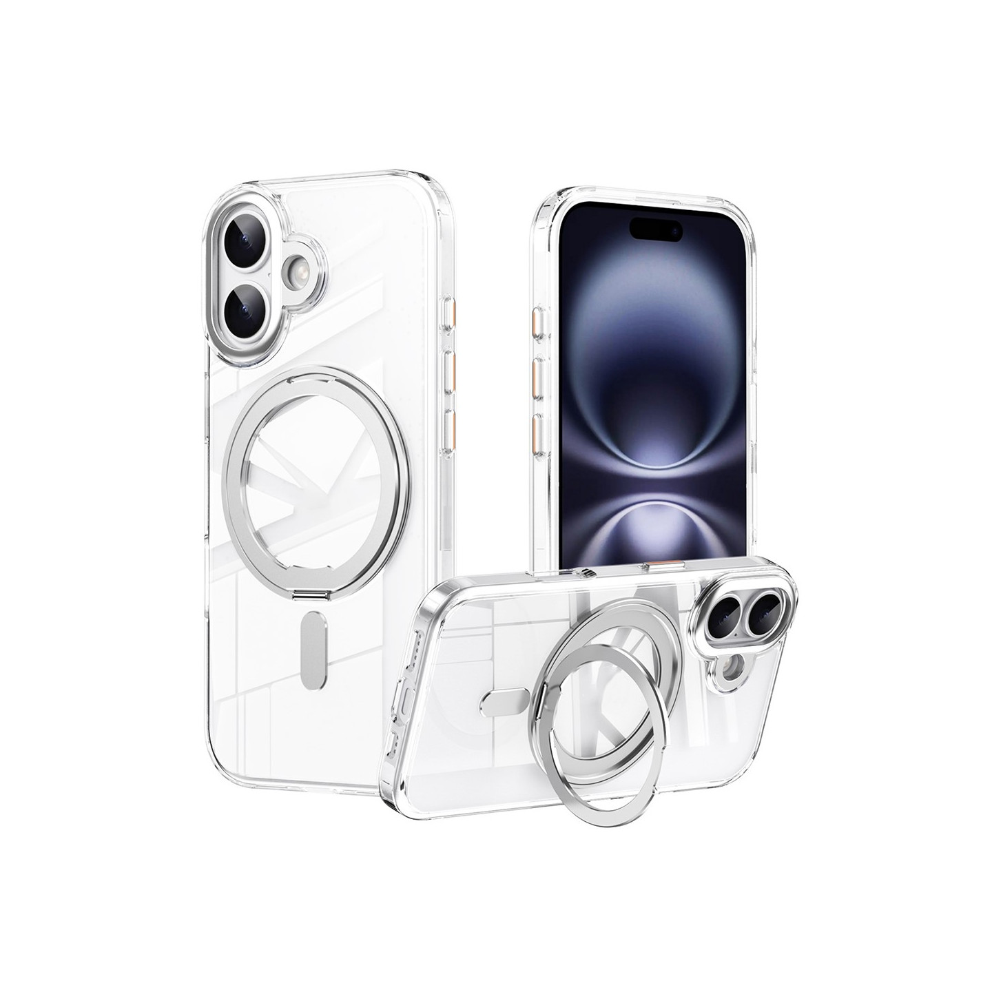 Cover til iPhone 17 kompatibelt med MagSafe TPU akryl metal kickstand mat telefonskal