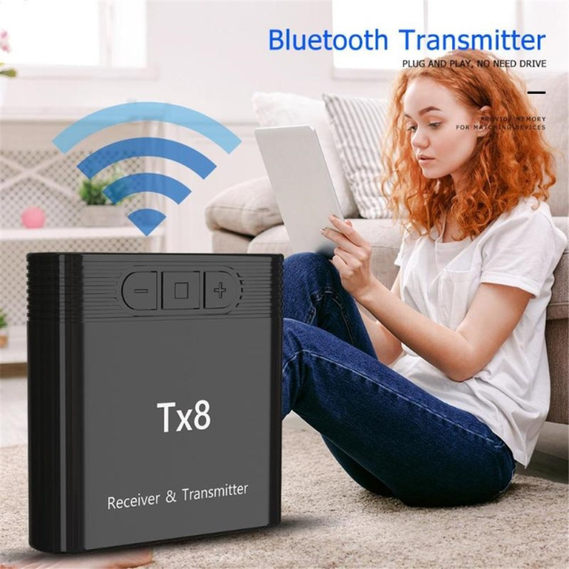Tx8 2-i-1 Bluetooth 5.0 sender/modtager adapter til TV PC hovedtelefoner musik lyd