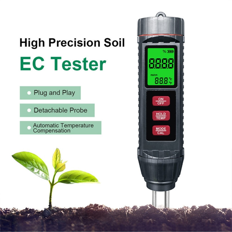 Soil EC Conductivity 3 in 1 Digital Meter Temperature Humidity Detector