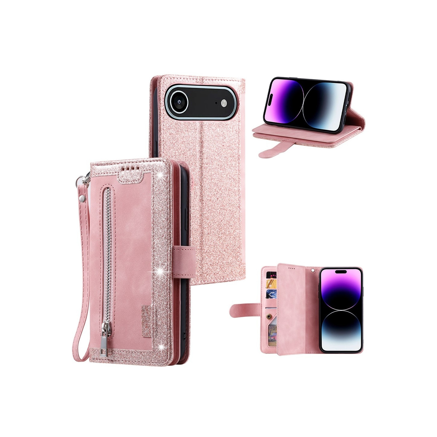 Til iPhone Air Deksel med glidelås og 9 kortspor