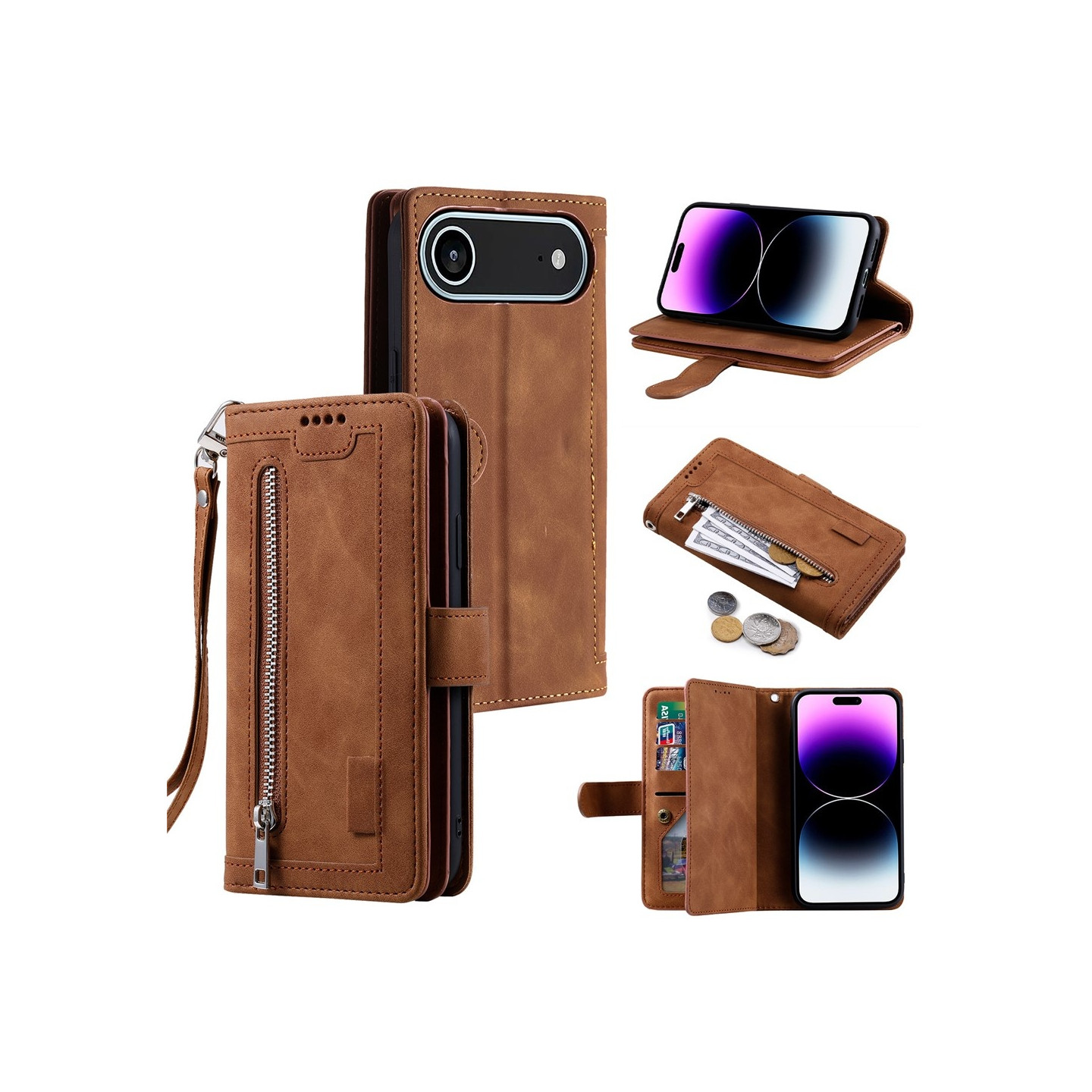 iPhone Air Kuori Vetoketjutaskulla ja 9 Korttipaikalla