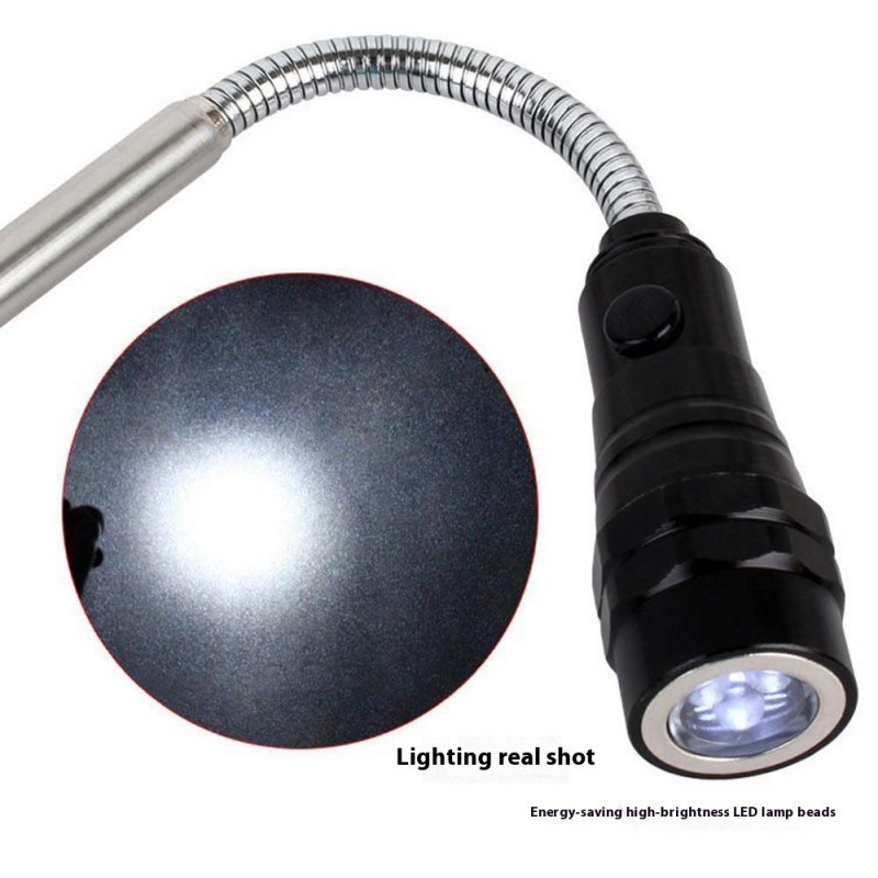 3-LED uttrekkbar lommelykt magnetisk pickup-verktøy fleksibel svanehals-penneklips