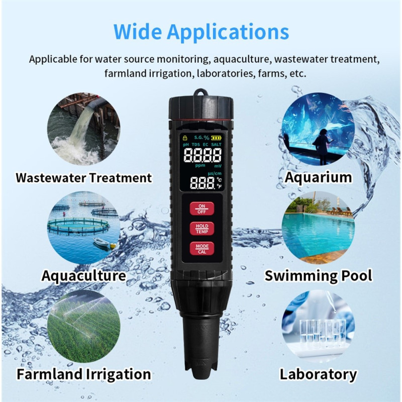 7 in 1 Measure water quality drinking water TDS EC PH ORP temperature salinity