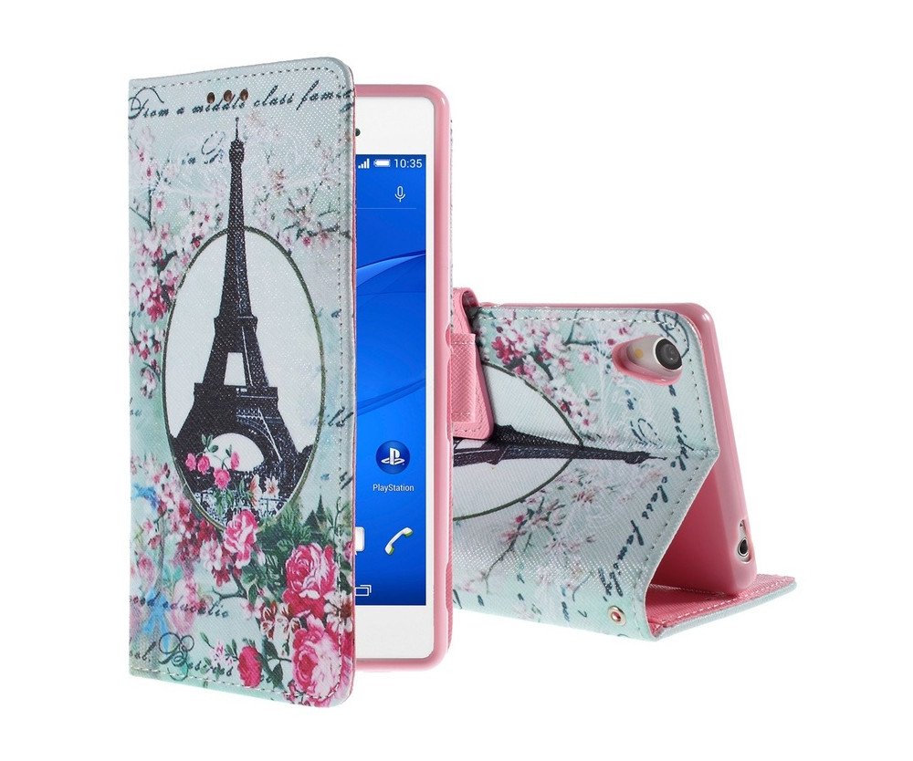 Sony Xperia Z3 Eiffel Tornet & Blommor Plånboksfodral